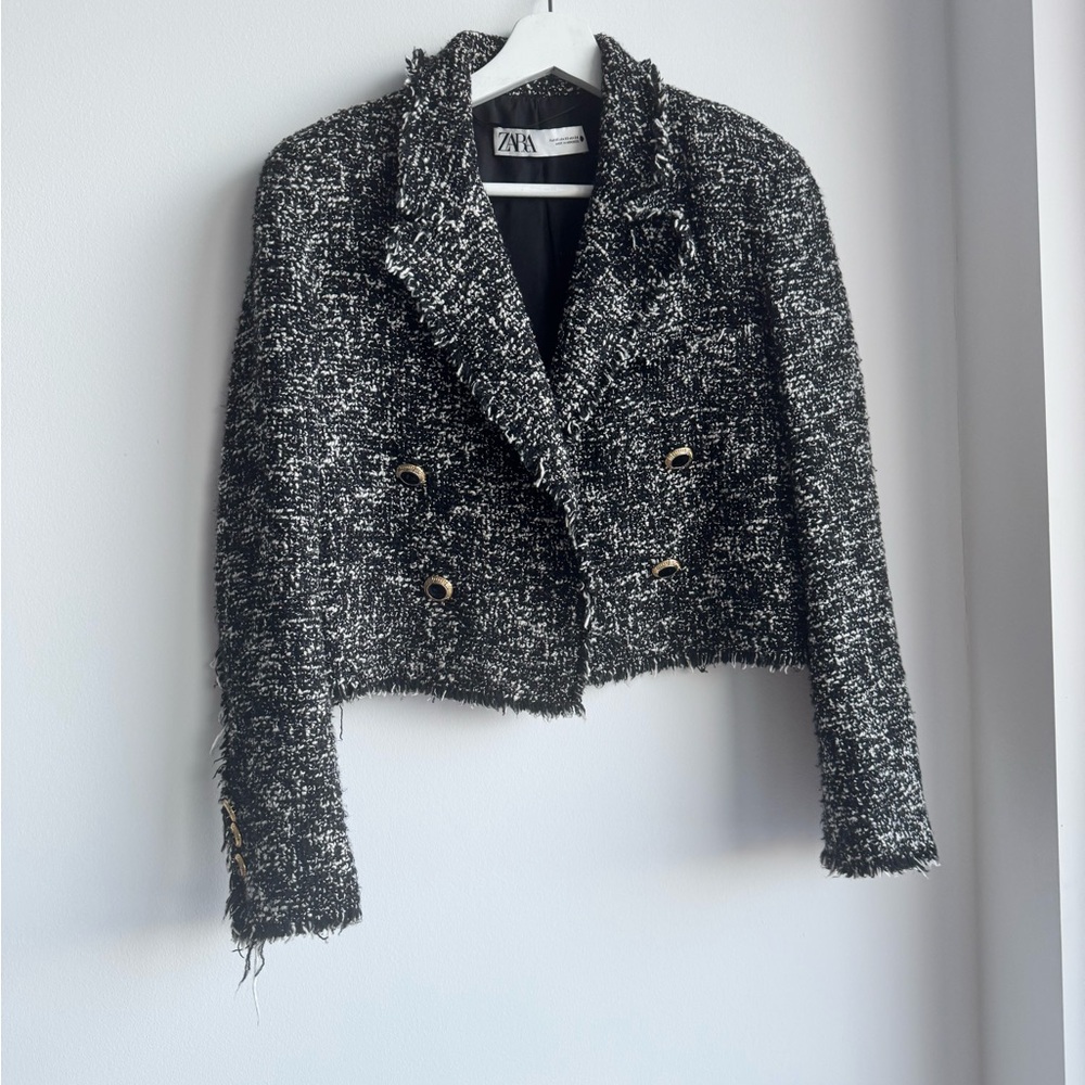 Zara Women's Black Tweed Jacket xs